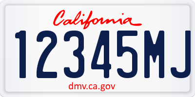 CA license plate 12345MJ