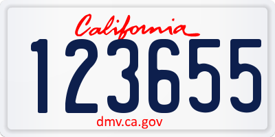 CA license plate 123655