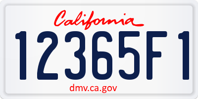 CA license plate 12365F1