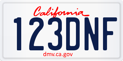 CA license plate 123DNF