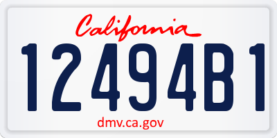 CA license plate 12494B1