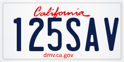 CA license plate 125SAV