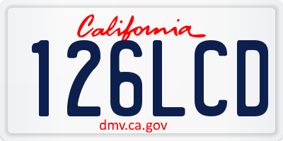 CA license plate 126LCD