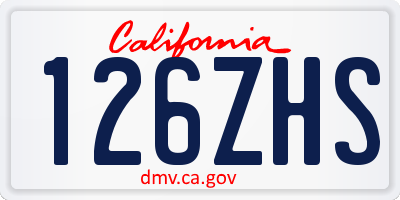 CA license plate 126ZHS