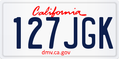 CA license plate 127JGK