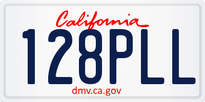 CA license plate 128PLL