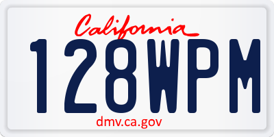 CA license plate 128WPM