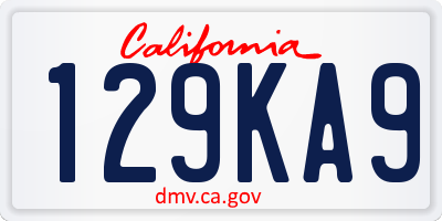 CA license plate 129KA9