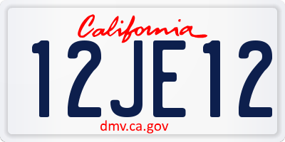 CA license plate 12JE12