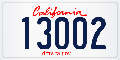 CA license plate 13002