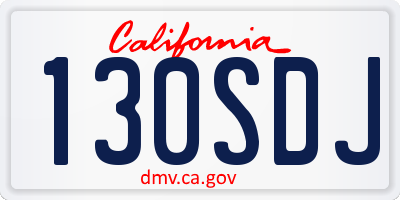 CA license plate 130SDJ