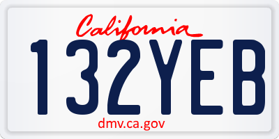 CA license plate 132YEB