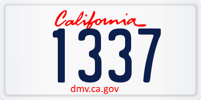 CA license plate 1337