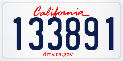 CA license plate 133891