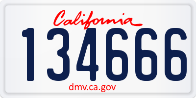 CA license plate 134666