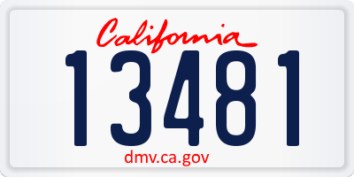 CA license plate 13481