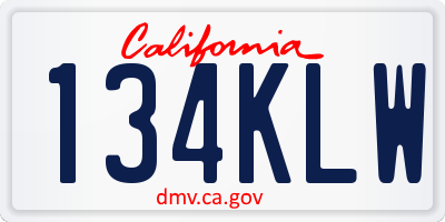 CA license plate 134KLW