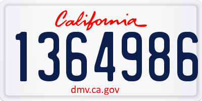 CA license plate 1364986