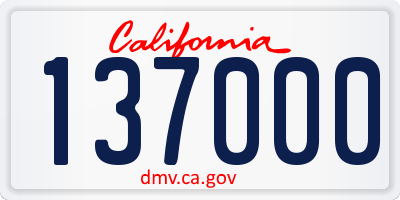 CA license plate 137000