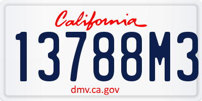 CA license plate 13788M3