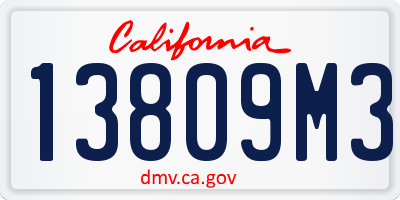 CA license plate 13809M3