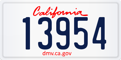 CA license plate 13954