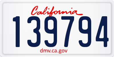 CA license plate 139794