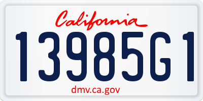 CA license plate 13985G1