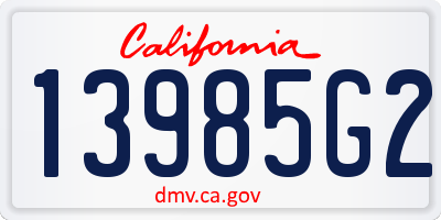 CA license plate 13985G2