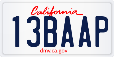 CA license plate 13BAAP