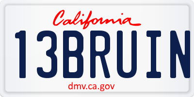 CA license plate 13BRUIN