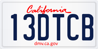 CA license plate 13DTCB