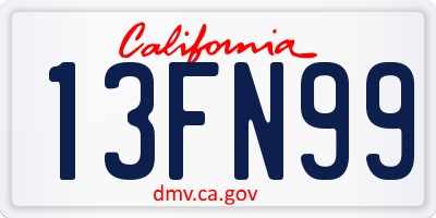 CA license plate 13FN99