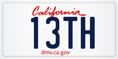 CA license plate 13TH