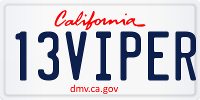 CA license plate 13VIPER