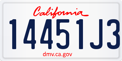 CA license plate 14451J3