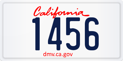 CA license plate 1456