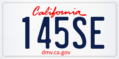 CA license plate 145SE