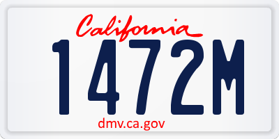 CA license plate 1472M