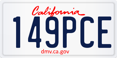 CA license plate 149PCE