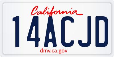 CA license plate 14ACJD