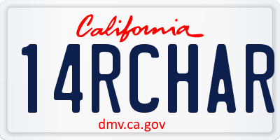 CA license plate 14RCHAR