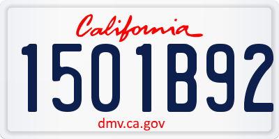 CA license plate 1501B92