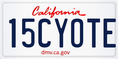 CA license plate 15CYOTE