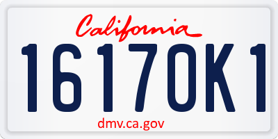 CA license plate 16170K1