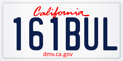 CA license plate 161BUL