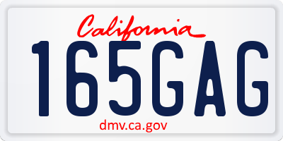 CA license plate 165GAG