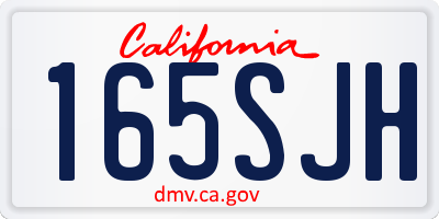 CA license plate 165SJH