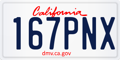 CA license plate 167PNX