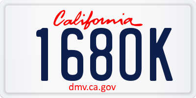 CA license plate 168OK